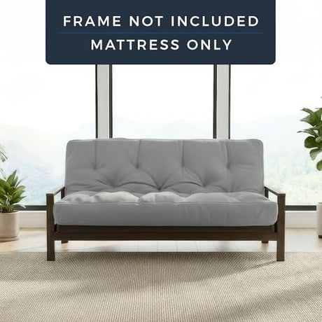 Loosh Home | 10" Queen Size Futon Sofa Bed Memory Foam Mattress - USA Made, Black, Frame Not Included Loosh