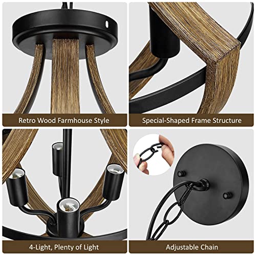 WOAEKR 13.1" Modern Farmhouse Hanging Pendant Lighting, 4-Light Rustic Interior Flush Mount Ceiling Light Fixture, Vintage Chandelier for Hallway Foyer Dining Room Entryway Kitchen Island Bedroom WOAEKR
