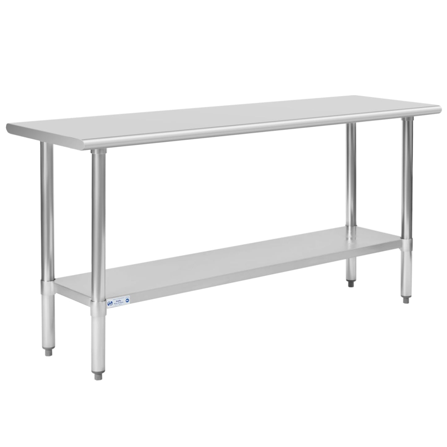 HALLY Stainless Steel Table for Prep & Work 18 x 72 Inches, NSF Commercial Heavy Duty Table with Undershelf and Galvanized Legs for Restaurant, Home and Hotel - WoodArtSupply