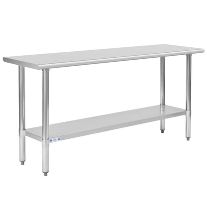 HALLY Stainless Steel Table for Prep & Work 18 x 72 Inches, NSF Commercial Heavy Duty Table with Undershelf and Galvanized Legs for Restaurant, Home and Hotel - WoodArtSupply