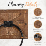 Autumn Alley Farmhouse Hand Towel Ring for Bathroom - Barn Wood Bath Towel Rings Holder - Towel Rings for Bathroom Wall Mounted Decor Mix of Wood, Galvanized Metal & Black Rings Autumn Alley