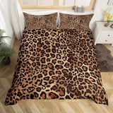 Erosebridal Leopard Print Comforter Cover King Cheetah Bedding Set Geometric Duvet Cover African Safari Animal Quilt Cover for Kid Boy Men Room Decorative Ultra Soft Breathable Erosebridal