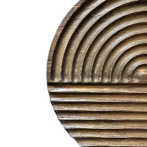 Musanpou Hand-carved Wood Wall Decor featuring Artistic Round Design for Farmhouse and Country-style Interiors | Wall Art Decoration | 11.8 inches x 11.8 inches (brown)