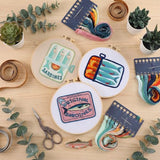 Mindsoft 3 Sets Sardine Embroidery Kit with Embroidery Hoop Easy Pattern Needlepoint Kit for Beginners and Adults Hand Crafts Needlepoint Set with Needles Thread and Instruction