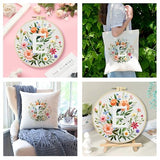 Zhenqing Letter E Floral Embroidery Kit for Beginners, Pre-Printed 29x29cm Cotton Fabric with 20cm Hoop, Elegant Monogram Art for Home Decor(C0088)