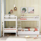 Harper & Bright Designs Twin L-Shaped Bunk Bed with Storage Drawers, Wooden Bunk Bed for 4, White Harper & Bright Designs