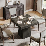 Tribesigns Square Dining Table for 4, 31.5-Inch Small Kitchen Table with Sturdy Pedestal Base, Farmhouse Dinner Table for Dining Room, Living Room, Kitchen (Gray) Tribesigns