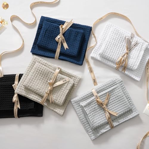 PHF Waffle Weave Duvet Cover Set Queen Size, No Snagging Ultra Soft Luxury Textured Breathable Comforter Cover for All Season 3pcs, Durable Bedding Duvet Set with 2 Pillow Shams, 90"x90", Linen PHF