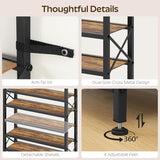 YATINEY 6-Tier Tall Shoe Rack Organizer, Wooden Shoe Storage for Closet Holds 24 Pairs, Sturdy Shoe Shelf with X-Shaped Metal Support, for Entryway, Bedroom, Rustic Brown and Black SS206BR YATINEY