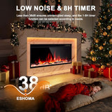 60 Inch Electric Fireplace with Mantel, Replaceable 42”Fireplace Insert Heater, 3D Realistic Log and Flame Effect, Timer, White Marble Finish for Living Room Bedroom Eshoma