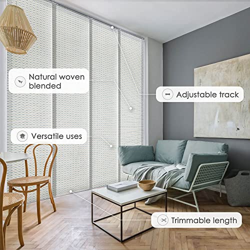 GoDear Design Adjustable Sliding Panel Track Room Dividers 45.8"- 86" W x 96" H, Extendable Vertical Blinds for Sliding Glass Doors Windows Wall Partitions, Trimmable Fabric Panel Curtains, Serenity GoDear Design