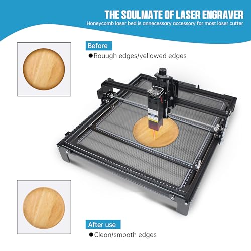 XUNKUANER Honeycomb Working Table 500mm x 500mm Aluminium Alloy Honeycomb Laser Cutting Mat with Aluminum Plate for for Laser Engraver Cutter,Working Area 19.68" x 19.68" (500X500mm) XUNKUANER