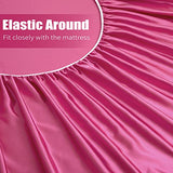 VACVELT 3pcs Extra Deep Pocket Satin Fitted Sheet Set Full Bed Set, Hot Pink Bottom Sheet Fit 18-24 Inch Deep Pocket Mattress, Silky Bedding Set Soft & Ultra Deep Fitted Sheet & 2 Pillowcase VACVELT