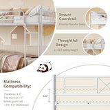 Garvee Twin Over Twin Bunk Bed with Stairs, Heavy Duty Metal Construction & High Guardrail, Sturdy Steel Slats Support, No Box Spring, Space Efficient, White Garvee