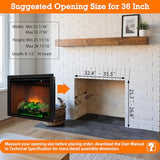 Unineo Electric Fireplace Insert w/Top Light, 12×12×12 Flame Color Option with Fire Crackling Sound, 36″W×27″H, 750W/1500W Eco Heater, Remote & Button Control, Black Unineo