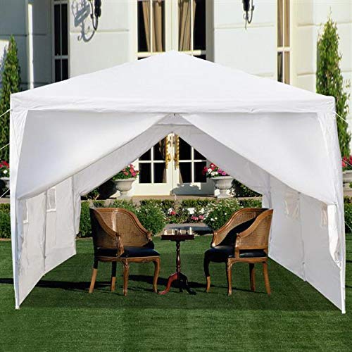 CAIDE-STORE White 10x20 ft Outdoor Waterproof Canopy Tent for Party Wedding Heavy Duty Patio Garden Gazebo Pavilion with Windows and Removable Sidewalls 6-Side Wall - WoodArtSupply