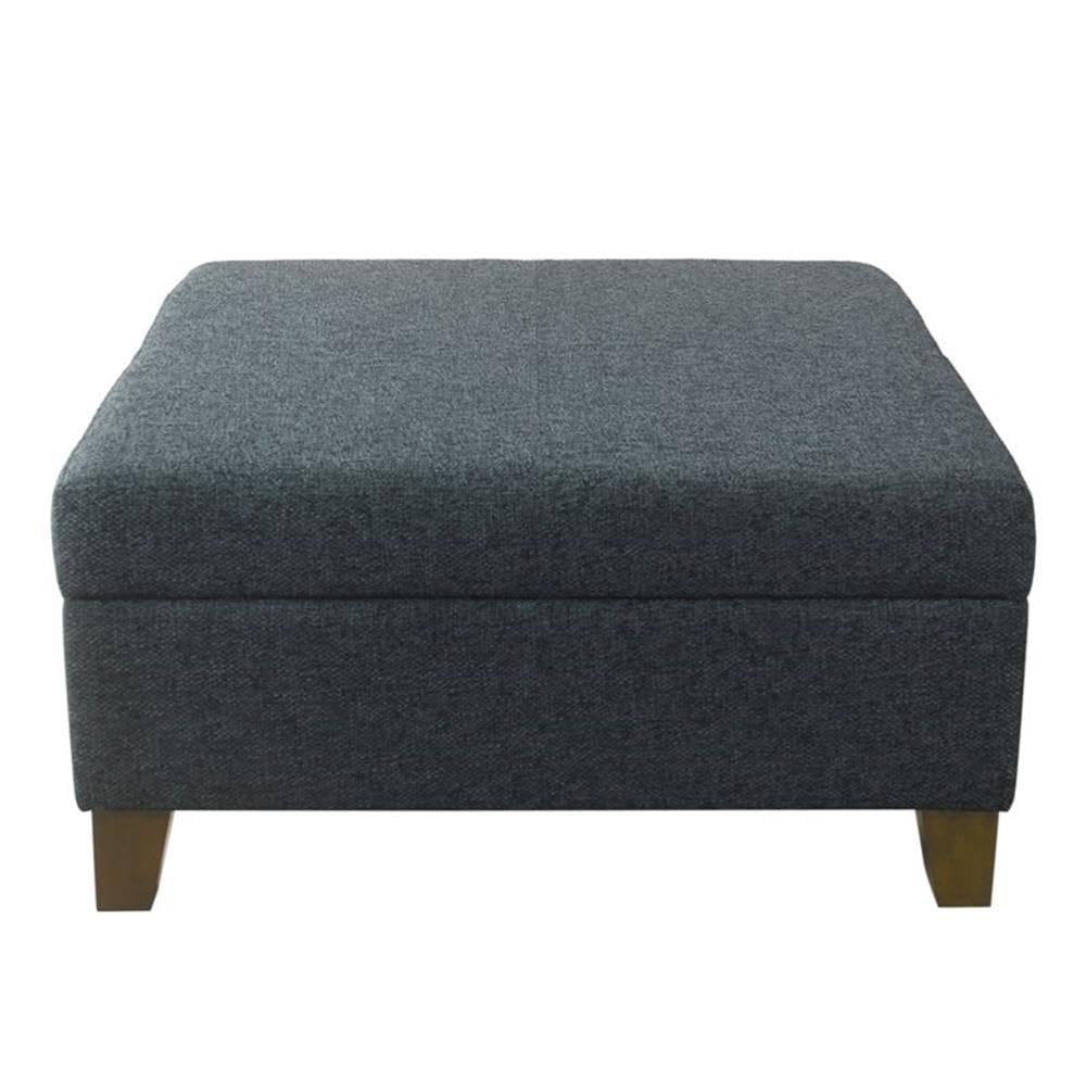 HomePop Home Decor | Luxury Square 32” Storage Ottoman with Lift Off Lid | Ottoman with Storage for Living Room & Bedroom, Navy HomePop