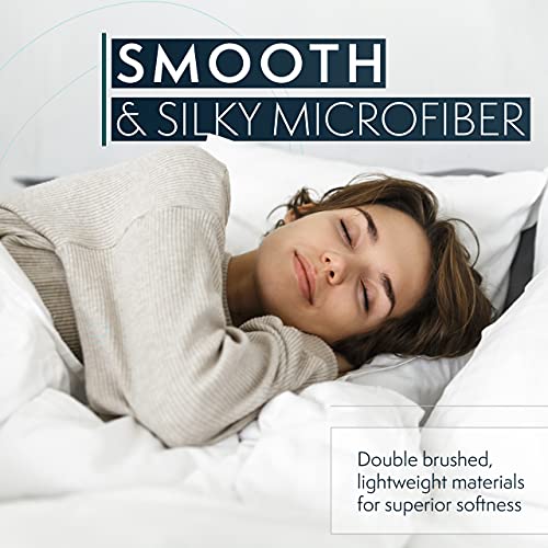 HC COLLECTION Bed Sheets Set King with 2 Pillowcases, Hotel Luxury Platinum 1800 Series Brushed Microfiber Sheet w/Deep Pocket, Ultra Soft Lightweight 4 Pcs Linen Bedding for Hot Sleepers, White