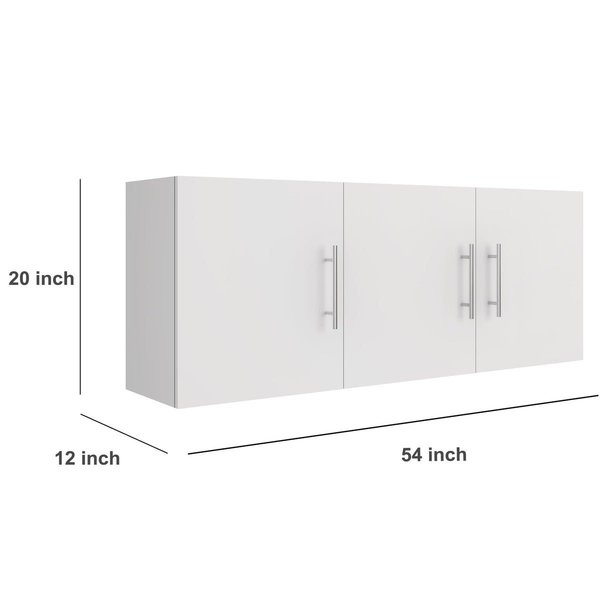 JPND Laundry Wall Cabinet, 54"W x 12"D x 20"H Wooden Wall Mounted Storage Cabinet, 3 Door Cabinet with Soft Close and Metal Handle and Adjustable Shelf, for Kitchen, Garage, Laundry, Bathroom, White JPND