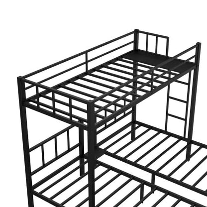 Twin Size Bunk Bed, Metal Triple Bed, Twin XL Bunk Beds for 3, Detachable Triple Bunk Bed for Kids & Teens, Black