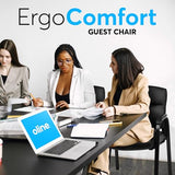 Oline Leather Guest Chair with Padded Arms, Reception Meeting Conference Waiting Room Lobby Home Desk Big and Tall Executive Office Chair, Black (4 Pack) Oline