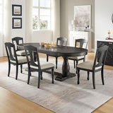 94.06" Extendable Dining Table for 6 8 10, Oval Solid Wood Large Long Kitchen Dining Room Table, Mid Century Modern Farmhouse Dinette Tables for Eating Dinner, Black Brown SCANORDIC
