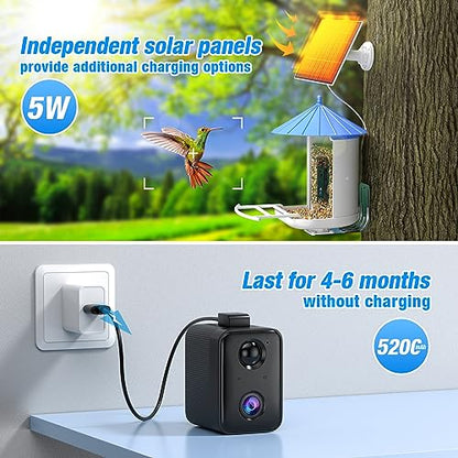 isYoung Smart Bird Feeder with Camera, Free AI Forever, Identify 11000+ Bird Species, Auto Capture Bird Videos & Solar Panel with 64G TF Card, Ideal - WoodArtSupply