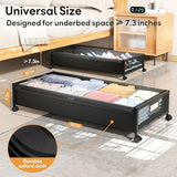 LeArex Under Bed Storage Containers with Wheels 2 Pack Underbed Shoe Storage Bedroom Storage Bins Organizer Large Capacity Under Bed Storage with Lid for Clothes Shoes Toys Blankets (Black) LeArex