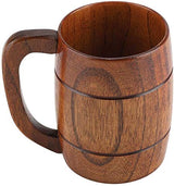 Yosoo 350mL Wooden Beer Mugs,Handmade Retro Brown Drinkware with Handle for Wine/Coffee/Tea Gift Drinking Cup for Men/Women Yosoo