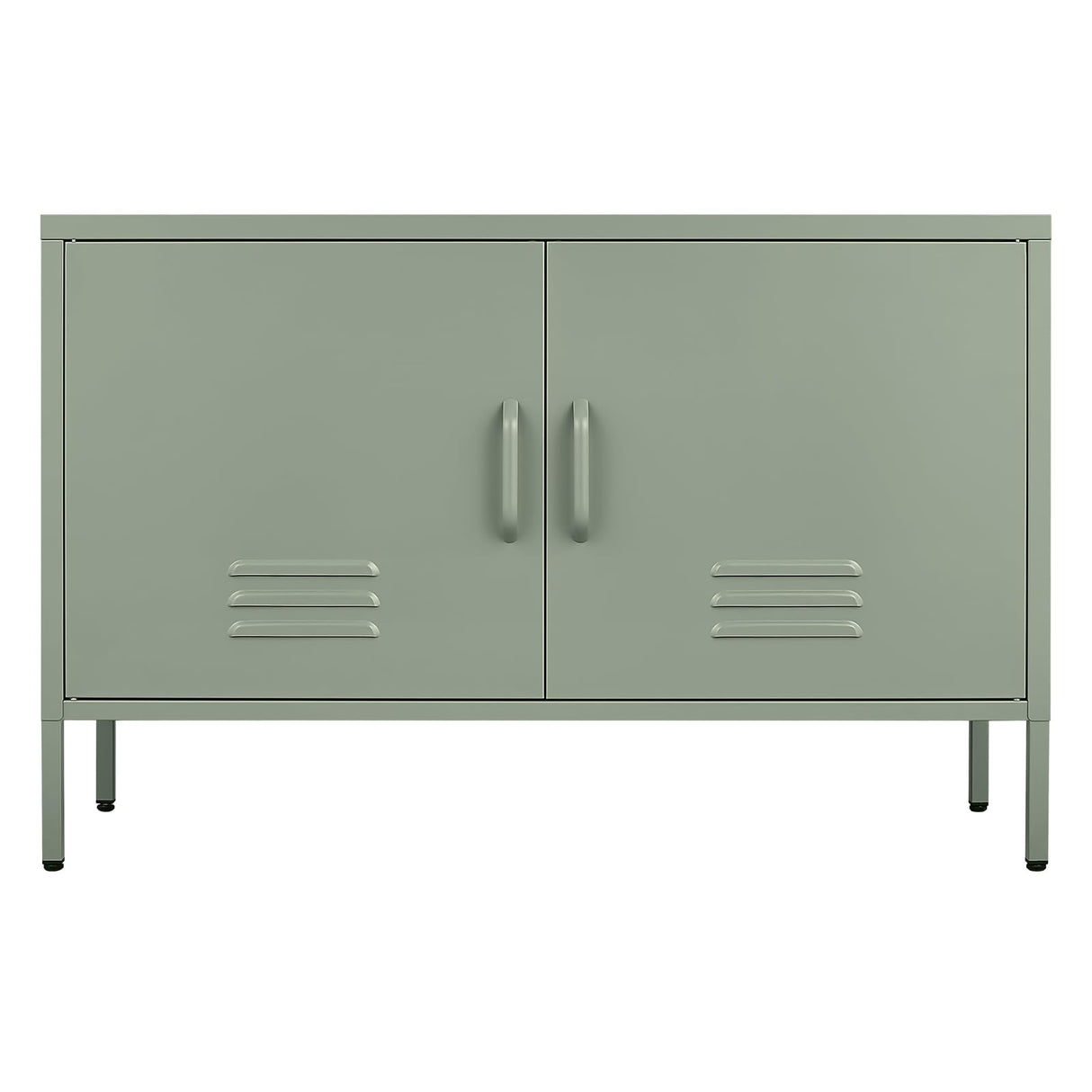 IRONFFICE Metal Storage Cabinet,TV Stand Locker Cabinet,Wide Metal Accent Cabinet with 2 Door,2-Tier Lockable Storage Cabinet,Green IRONFFICE