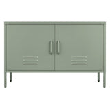 IRONFFICE Metal Storage Cabinet,TV Stand Locker Cabinet,Wide Metal Accent Cabinet with 2 Door,2-Tier Lockable Storage Cabinet,Green IRONFFICE