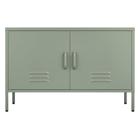 IRONFFICE Metal Storage Cabinet,TV Stand Locker Cabinet,Wide Metal Accent Cabinet with 2 Door,2-Tier Lockable Storage Cabinet,Green IRONFFICE