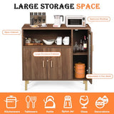 LAZZO Storage Cabinet Credenza Sideboard Buffet Cabinet with Glass Doors Free Standing Accent Entry Cabinet Coffee Bar Cabinet for Living Room, Hallway, Kitchen and Dining Room Brown LAZZO