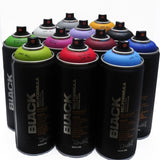 Montana Black 400ml Popular Colors Set of 12 Graffiti Street Art Mural Spray Paint Montana Black