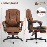 WENTUM Massage Office Chair with Foot Rest, 6 Points Vibration Heating Executive Chairs Ergonomic Home Office Desk Chair with Reclining Backrest, Adjustable Arms and Lumbar Support-Brown WENTUM