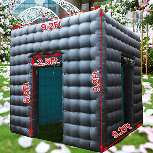 Staelea Inflatable Photo Booth(Black and White, Two Doors, 9.2X 9.2X 9.2ft), Tent with Air Blower, for Wedding Party Commercial Lease Exhibition Display staelea