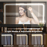 YITAHOME Vanity Desk Set- L Makeup Vanity with Mirror and Lights 3 Lighting Modes, 48" Large Dressing Table with 5 Tempered Glass Drawers with Open Storage Shelves Vanity Table, Black Upgraded YITAHOME