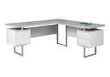 Monarch Specialties Computer 70"L Desk Left or Right Facing - White / Cement-Look Monarch Specialties