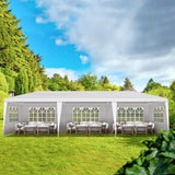10'x30' Outdoor Canopy Tent, Party Tent with 5 Removable Sidewalls, Event Tents for Parties, Outside Waterproof Wedding Canopy for Birthday, Holiday (White,10x30FT-5Sides) DVIEN