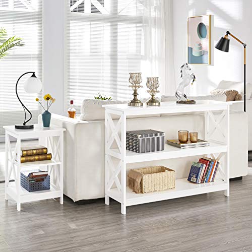 Yaheetech White 3-Tier Console Table with Storage Shelves for Entryway and Living Room - WoodArtSupply