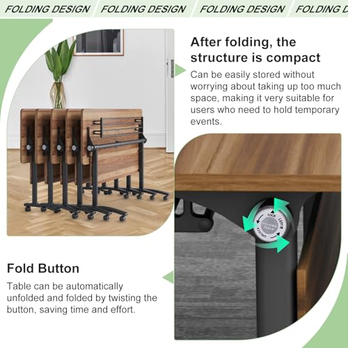 Conference Tables,Folding Conference Room Tables Office Table Flip Top Mobile Modular Meeting Training Tables with Silent Wheels,Seminar Boardroom Table for Home Office (4 Pack, 55.1x23.6x29.5) Crevew