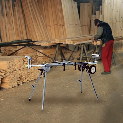 Master Mechanic Lightweight Adjustable Folding Miter Saw Stand with 300 Pound Maximum Load Capacity and Wheels for Easy Transport, Black INTRADIN (SHANGHAI) IMPORT & EXPORT