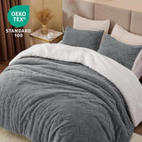 BEDELITE Fluffy Queen Comforter Set - Super Soft Sherpa Grey Comforter for Queen Size Bed, Luxury Warm Bedding Set for Winter, Fuzzy Bed Set 3 Pieces (1 Comforter, 2 Pillowcases) BEDELITE