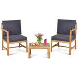 DORTALA Acacia Wood Patio Set, 3-Piece Wooden Love Seat with Cushions &Table, 2-Seater Outdoor Furniture Set, Patio Conversation Set for Garden Backyard Balcony Patio Poolside DORTALA
