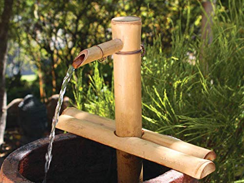 Bamboo Accents Zen Garden Water Fountain Kit - Adjustable Spout with Smooth Matte Finish, includes Submersible Pump - Ideal for Indoor & Outdoor Use, Container Not Included (12" Adj Half-Roun - WoodArtSupply