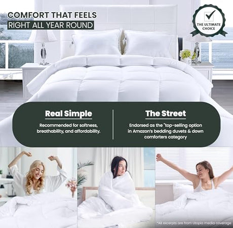 Utopia Bedding Comforters Full Size, All Season Duvet Insert, Down Alternative Box Stitched Bed Comforter with Corner Tabs, Machine Washable (White) Utopia Bedding