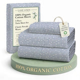 LANE LINEN 100% Organic Cotton Twin Sheets Set - 3 PC Bedding Sheets & Pillowcases - Breathable & Cooling Bed Sheets - Deep Pocket up to 15", Sheets for Twin Size Bed: Polka Dot (Blue) LANE LINEN