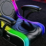 X Rocker Emerald RGB LED Youth Floor Rocking Video Gaming Chair with Headrest Speakers, Armrests, Foldable, Vegan Leather, 200 lbs Max, Amazon Exclusive, Black X Rocker