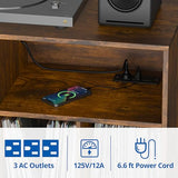 Cozy Castle Record Player Stand with Vinyl Storage Cabinet, Wood Turntable Table Open Shelf Holder Up to 350 Albums Cube Storage Organizer for Living Room, Office, Rustic Brown Cozy Castle