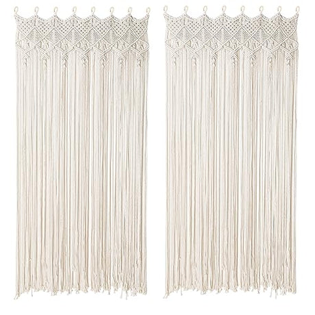 Osunnus Boho Macrame Curtain for Window Doorway Handmade Large Long Macrame Wall Hanging for Living Room Bedroom Bohemian Home Wedding Backdrop Decor, 2 Panels 79" L x 35" W Osunnus